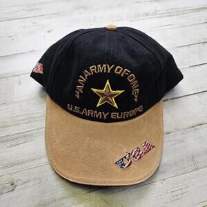 VTG U.S. Army EUROPE An Army Of One Embroidered Suede Hat Cap Strapback